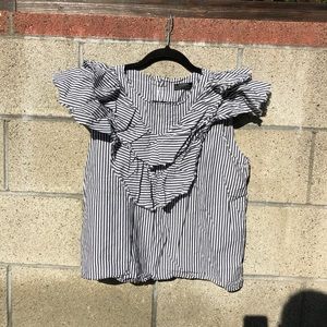 ZARA Premium Denim Striped Blouse